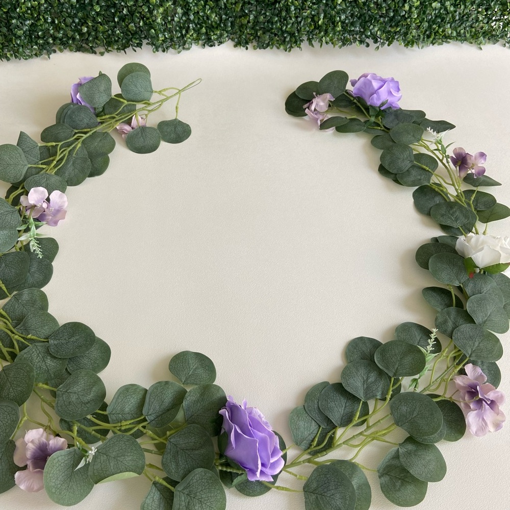 2 count - White & Lavender Shades Rose Hydrangea Garlands